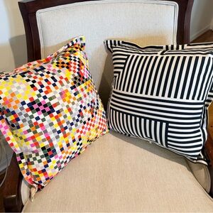 Kate Spade 20” Throw Pillow Covers Set/2 Modern Geometric Black White Multicolor